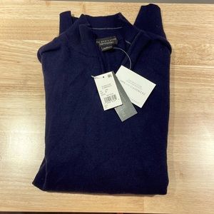 Navy 100% Cashmere Half Zip
